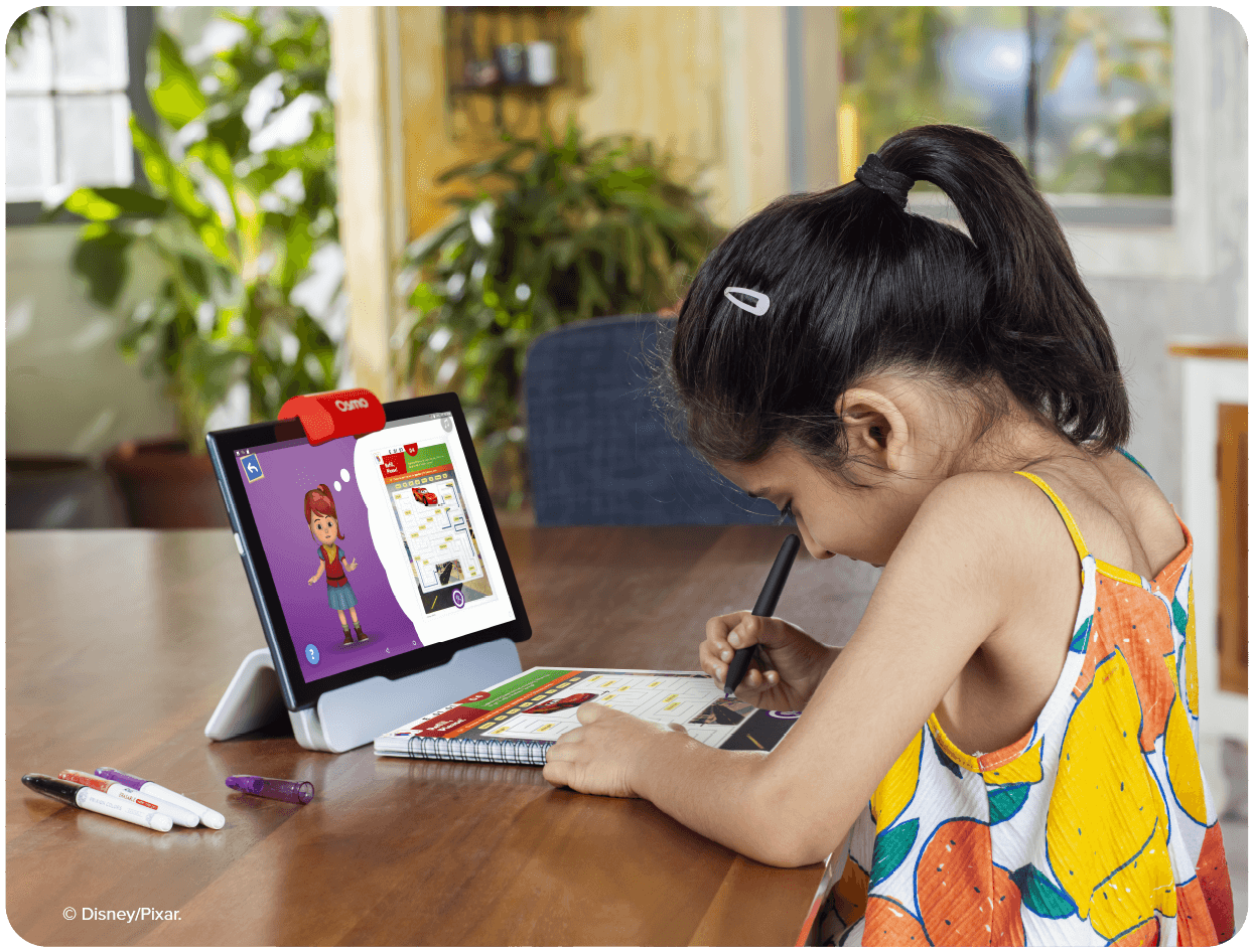 Image showcases child taking Byju's live classes 