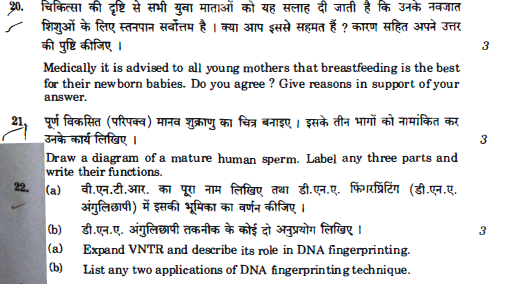 Question Paper Analysis Biology Class 12 CBSE