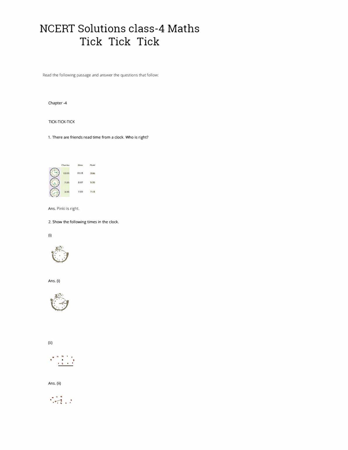 ncert solutions class 4 maths chapter 4 tick tick tick byjus