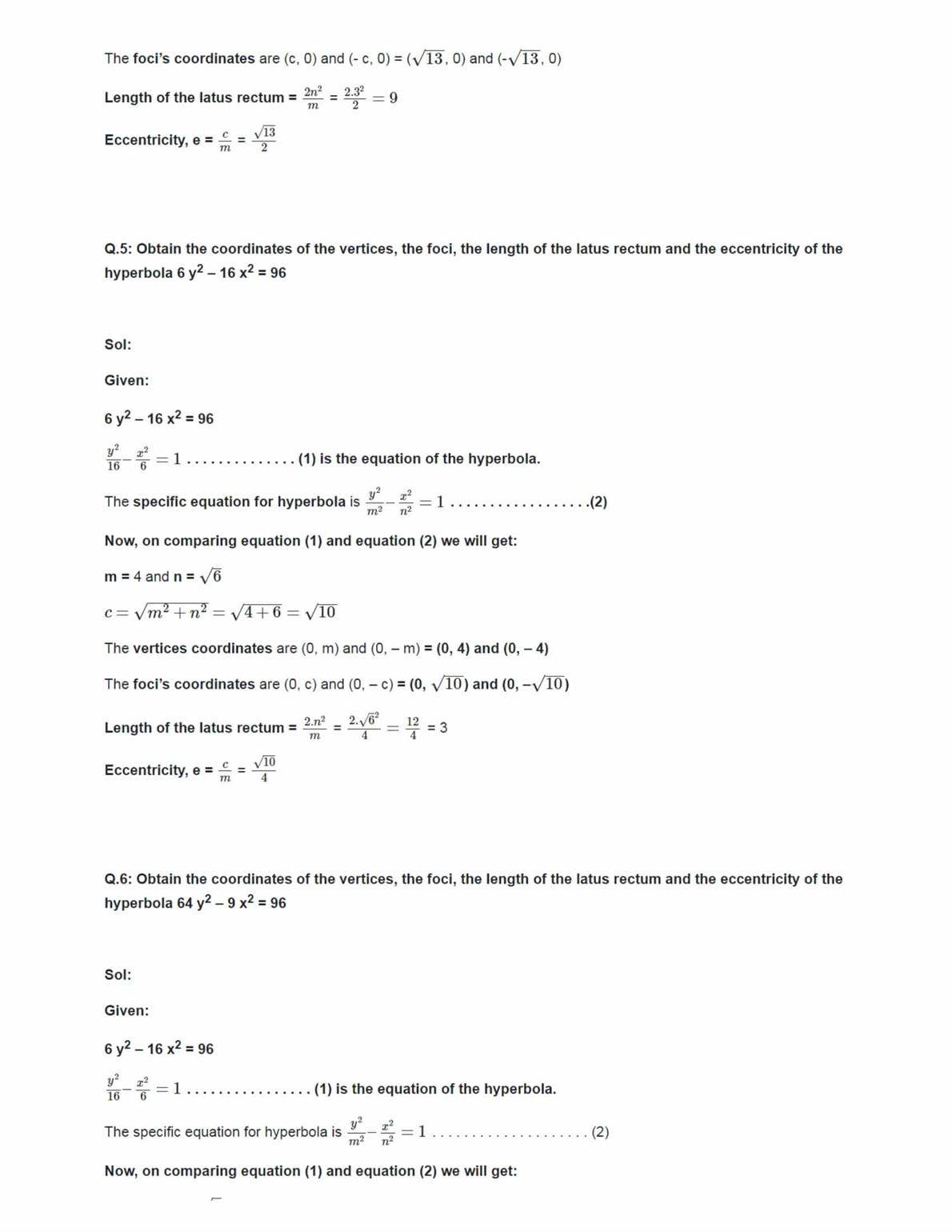 NCERT Solutions Class 11 Maths Chapter 11 Conic Sections Ex 11.4 ...