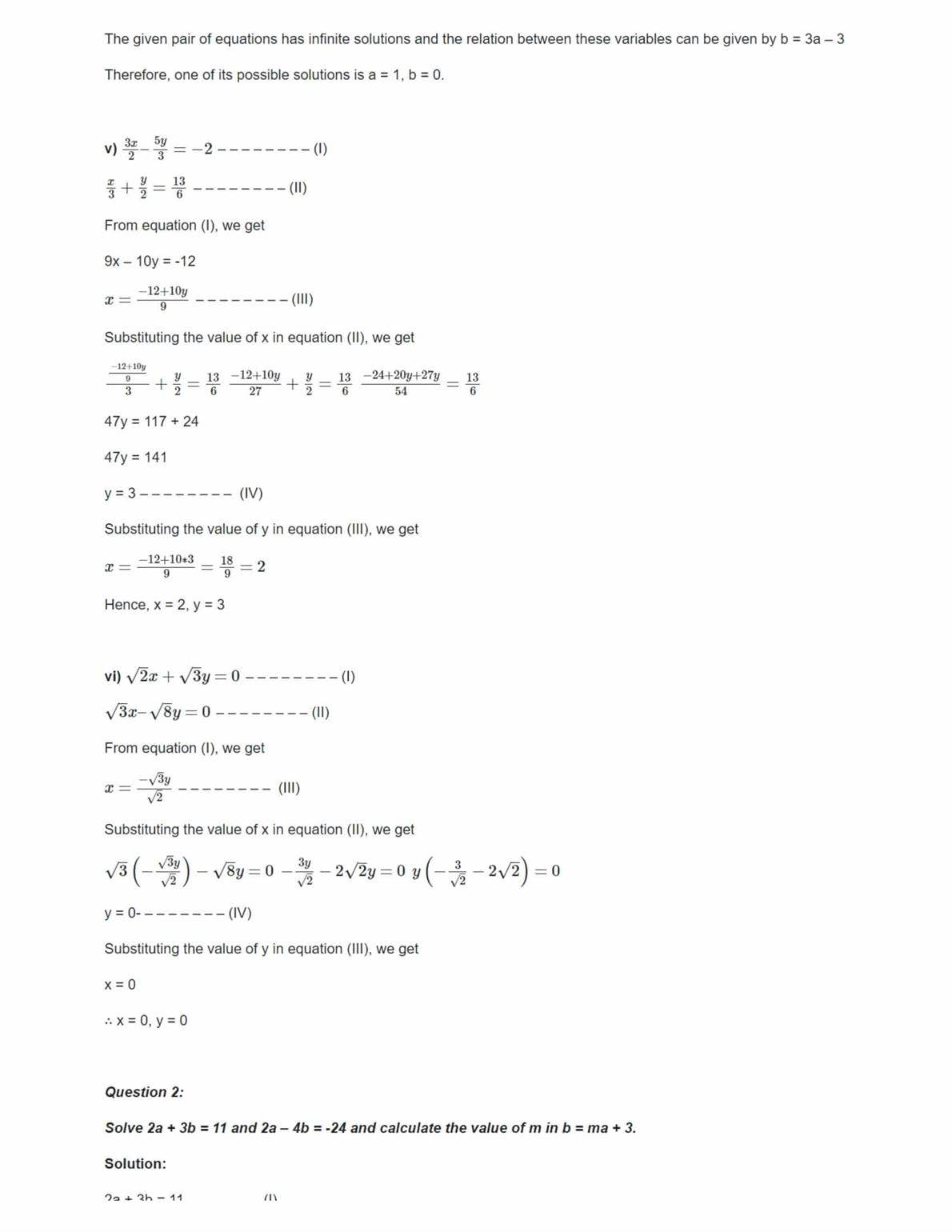 NCERT Solutions For Class 10 Maths Chapter 3 Linear Equations In Two ...