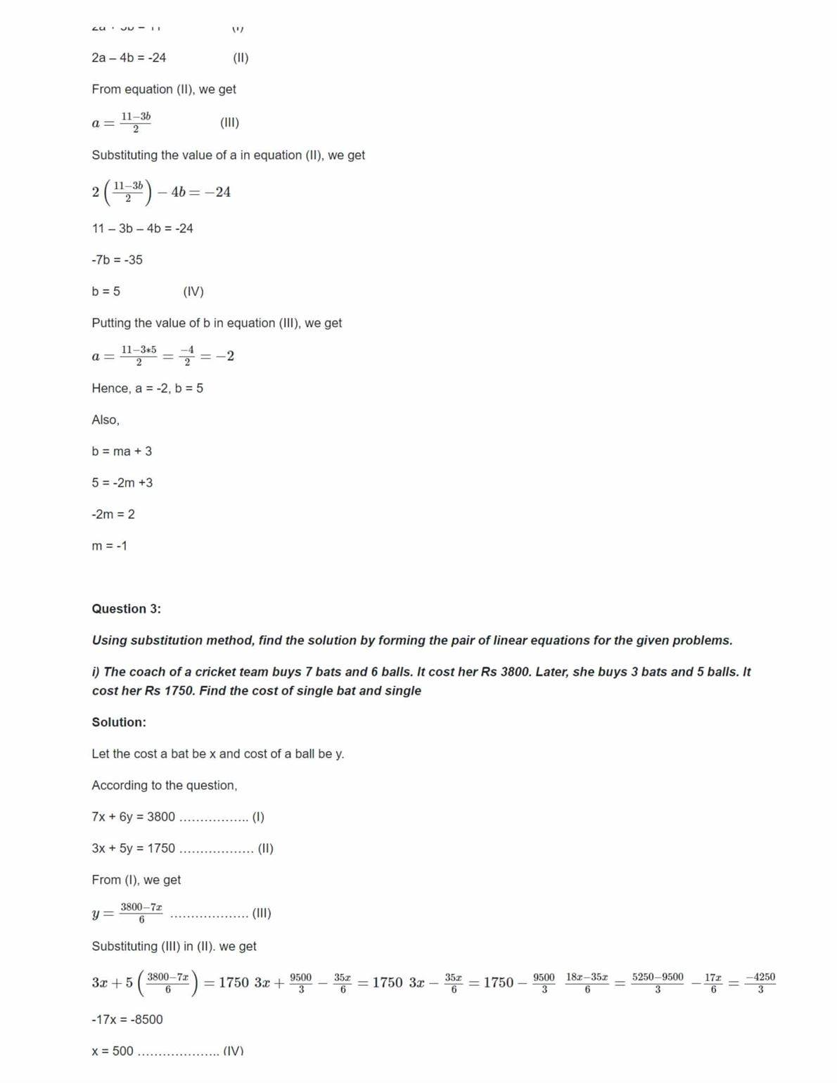 NCERT Solutions For Class 10 Maths Chapter 3 Linear Equations In Two ...