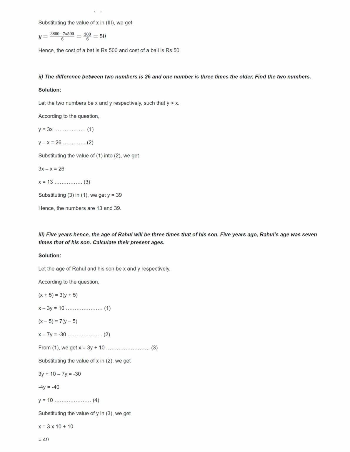 NCERT Solutions For Class 10 Maths Chapter 3 Linear Equations In Two ...