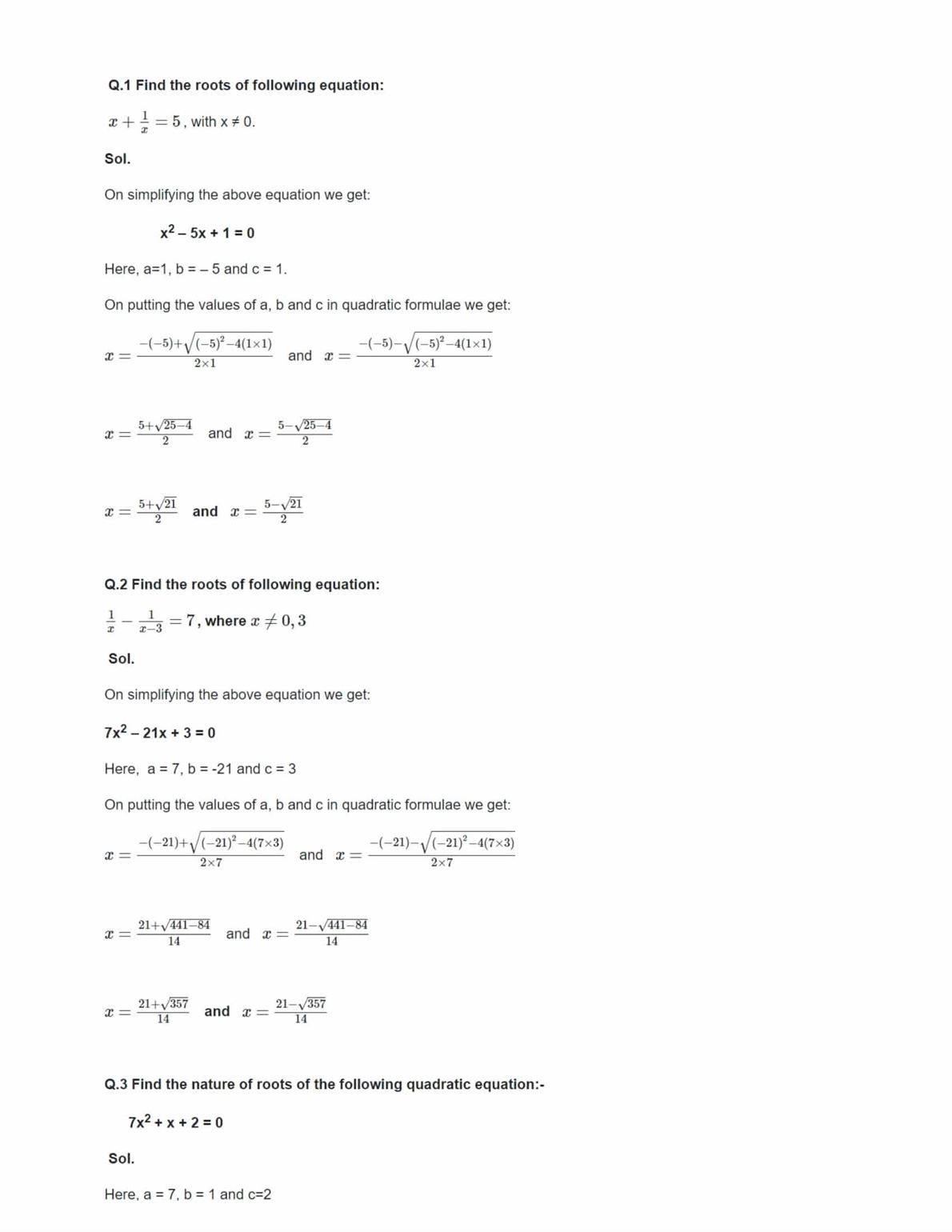 Ncert Solutions For Class 10 Maths Chapter 4 Ex 4.4 Ncert Solutions For Class 10 Maths Chapter 4 Ex 4.4