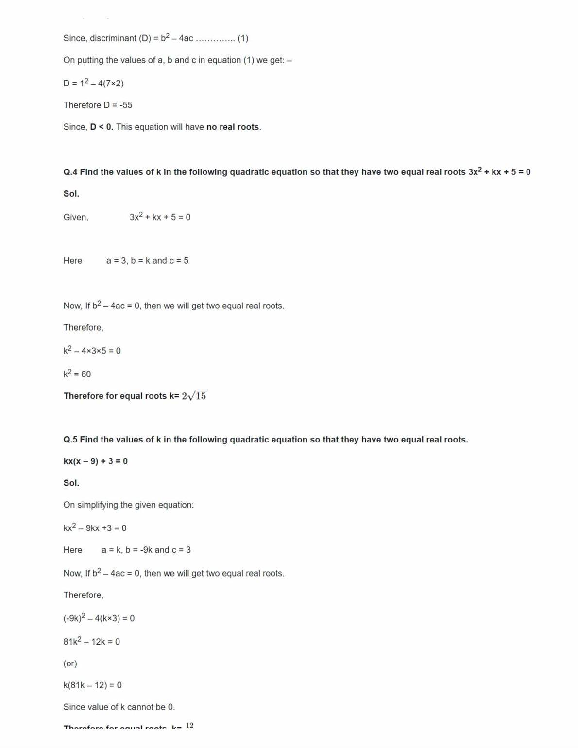 Ncert Solutions For Class 10 Maths Chapter 4 Ex 4.4 Ncert Solutions For Class 10 Maths Chapter 4 Ex 4.4