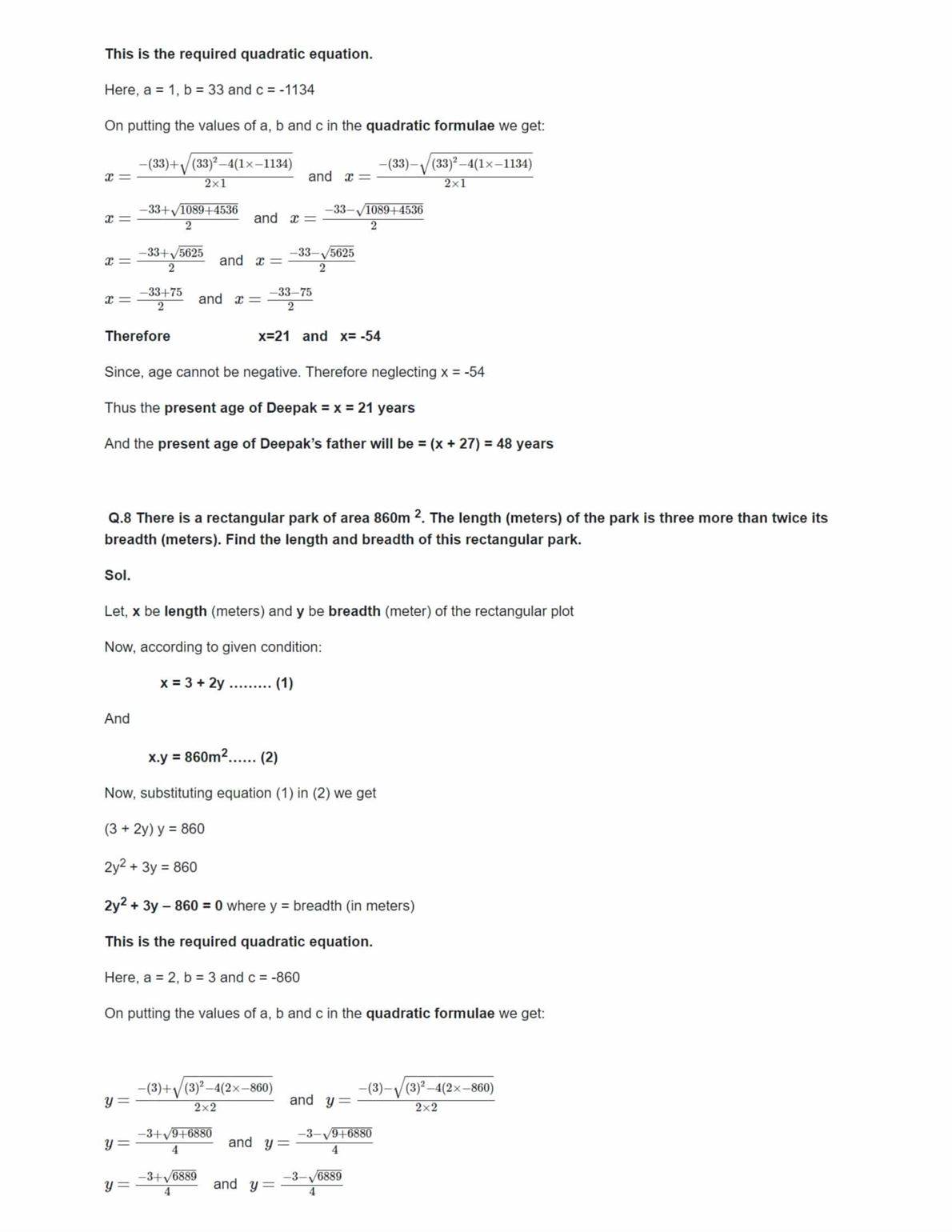 Ncert Solutions For Class 10 Maths Chapter 4 Ex 4.4 Ncert Solutions For Class 10 Maths Chapter 4 Ex 4.4