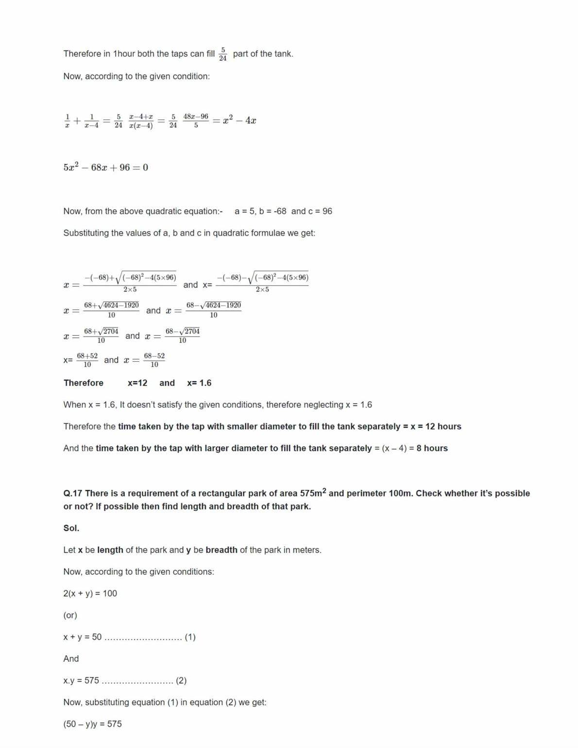 Ncert Solutions For Class 10 Maths Chapter 4 Ex 4.4 Ncert Solutions For Class 10 Maths Chapter 4 Ex 4.4