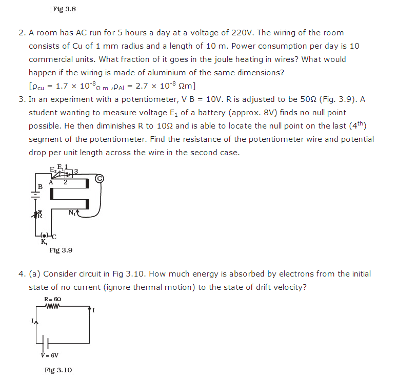 Important questions for class 12 physics chapter 3 current electricity
