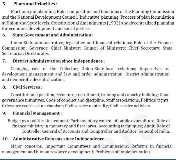 IAS Public Administration Syllabus- Public Administration Optional Paper-II 2