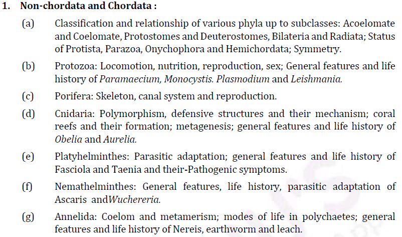 IAS Zoology Syllabus- Zoology Optional Paper-I Syllabus- 1