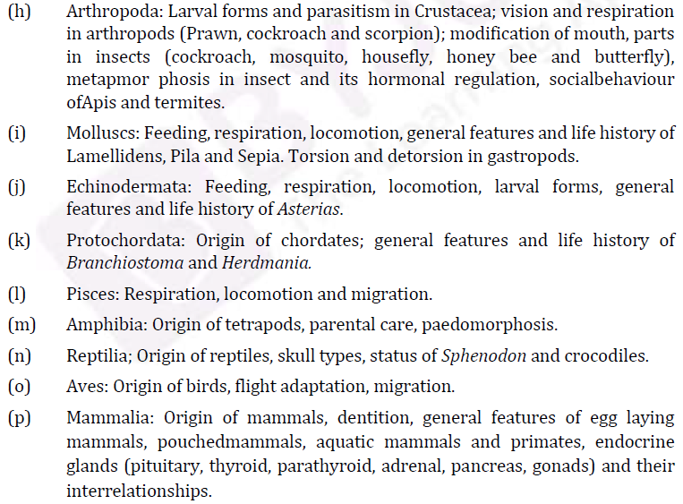 IAS Zoology Syllabus- Zoology Optional Paper-I Syllabus- 2