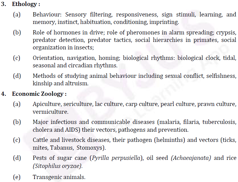 IAS Zoology Syllabus- Zoology Optional Paper-I Syllabus- 5