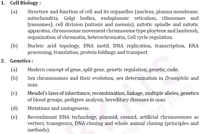 IAS Zoology Syllabus- Zoology Optional Paper-II -1