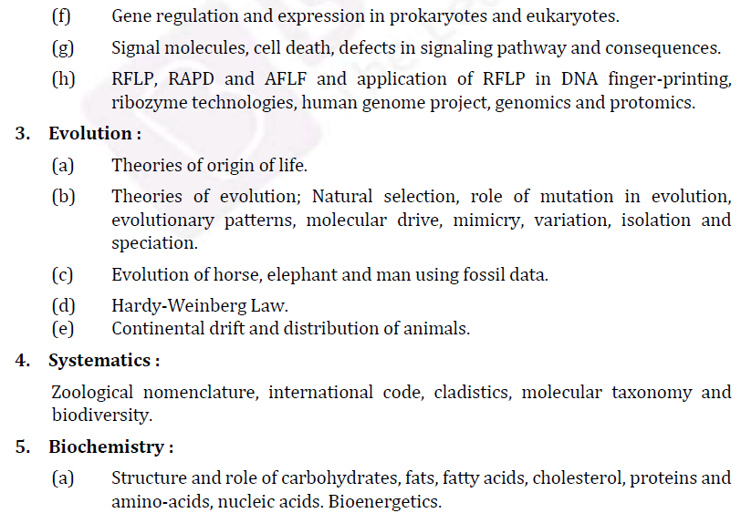 IAS Zoology Syllabus- Zoology Optional Paper-II -2