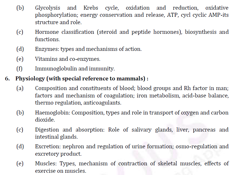 IAS Zoology Syllabus- Zoology Optional Paper-II -3