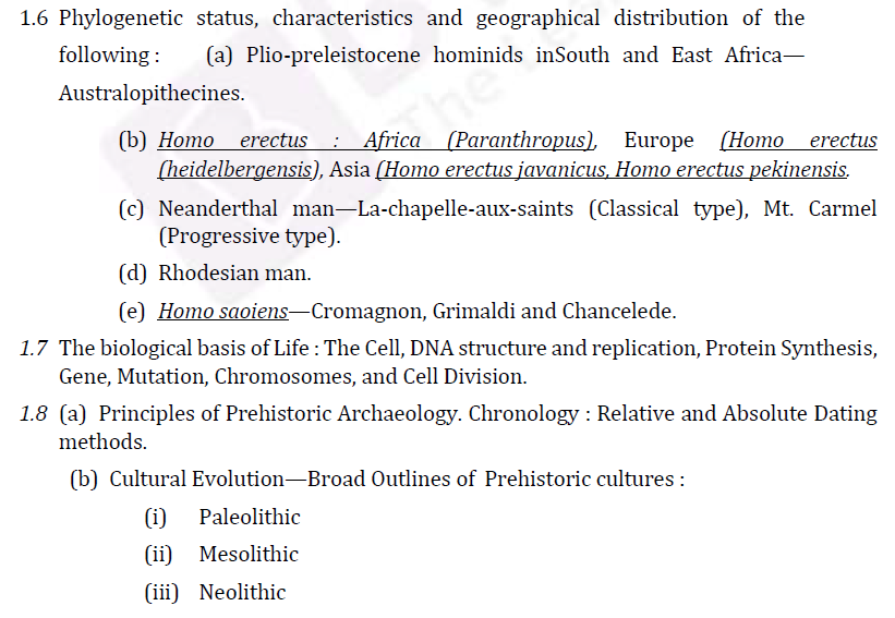 UPSC Anthropology Syllabus for IAS Mains- Anthropology Syllabus Paper-I 2