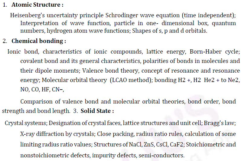 UPSC Chemistry Syllabus- Chemistry Optional Syllabus Paper-I 1