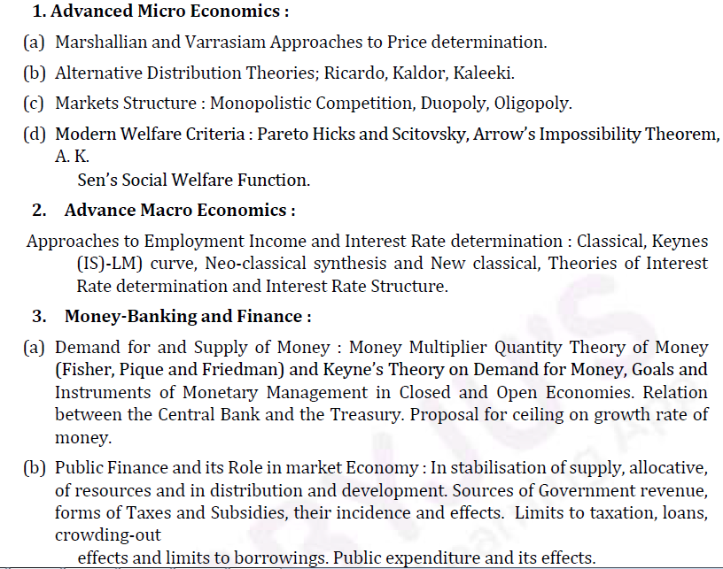 UPSC Economics Syllabus- Economics Optional Syllabus Paper-I 1