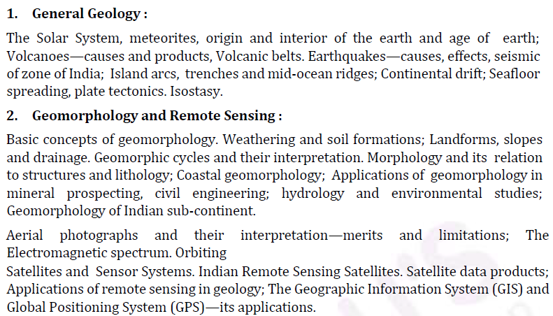 UPSC Geology Optional Paper I Syllabus-1