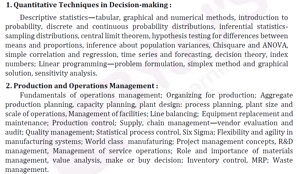 UPSC Management Syllabus- IAS Management Optional Syllabus for Paper II-1