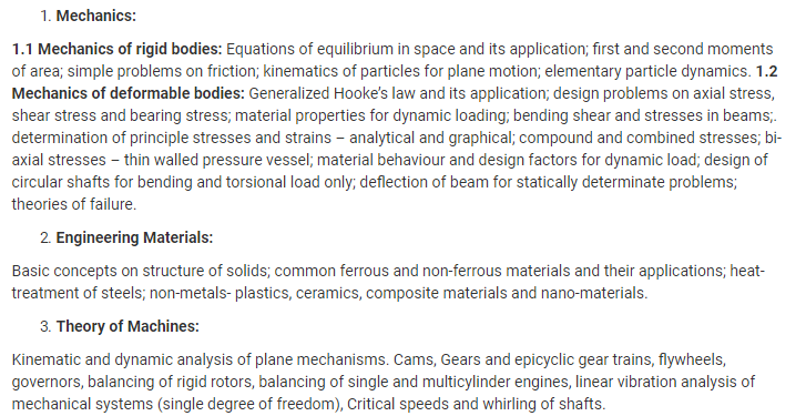 UPSC Mechanical Engineering Optional Syllabus- Mechanical Engineering Syllabus Paper-I- 1