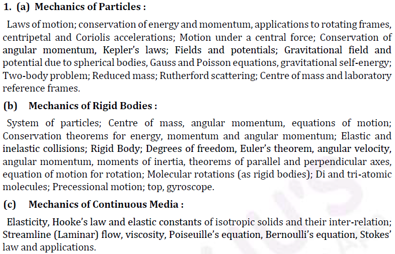 UPSC Physics Syllabus- Physics Optional Syllabus Paper-I 1