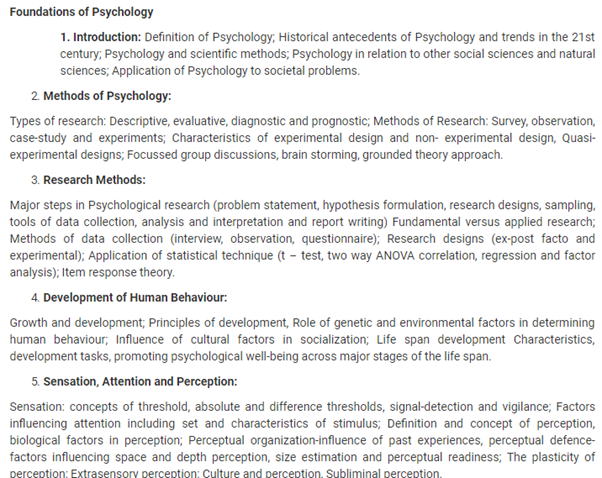 UPSC Psychology Syllabus- Syllabus for UPSC Psychology Paper-I - 1