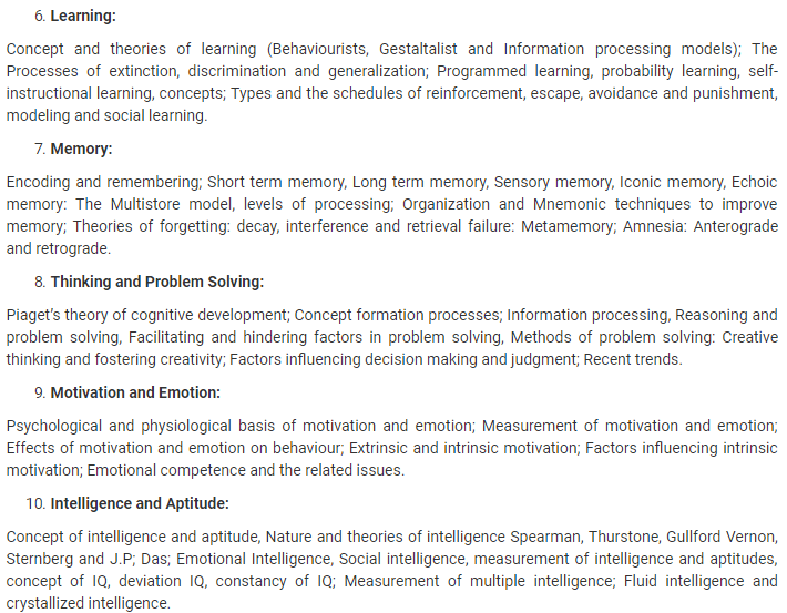 UPSC Psychology Syllabus- Syllabus for UPSC Psychology Paper-I - 2