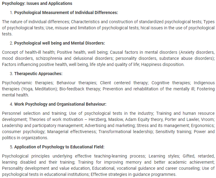 UPSC Psychology Syllabus- Syllabus for UPSC Psychology Paper-II- 1