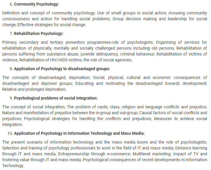 UPSC Psychology Syllabus- Syllabus for UPSC Psychology Paper-II - 2