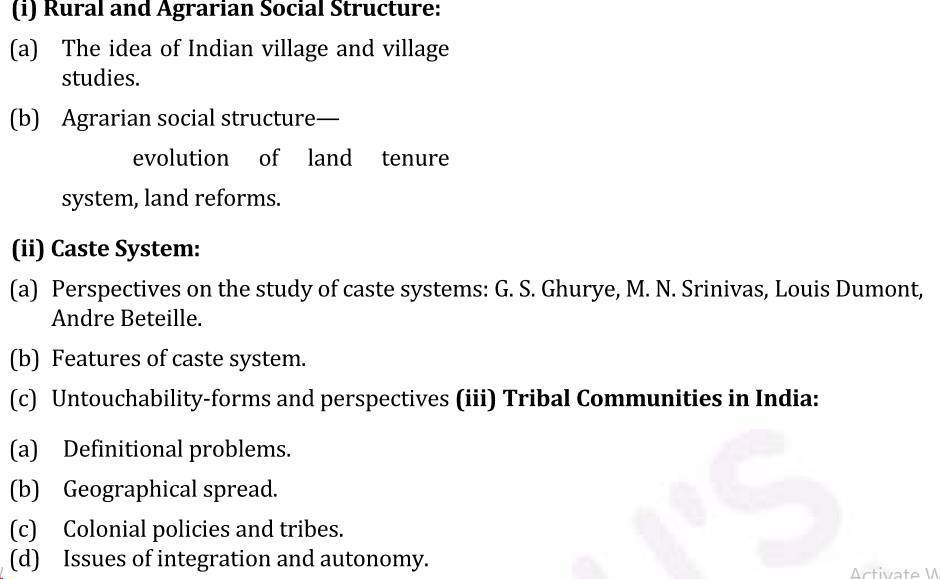 UPSC Sociology Syllabus- Sociology Optional Syllabus Paper-II 2