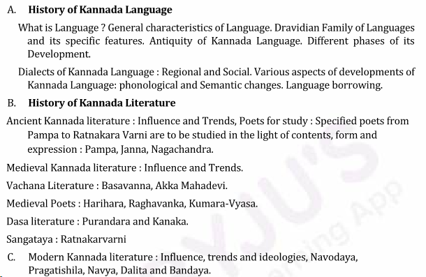 UPSC Kannada Literature Syllabus- Kannada Literature Optional Syllabus Paper-I 1