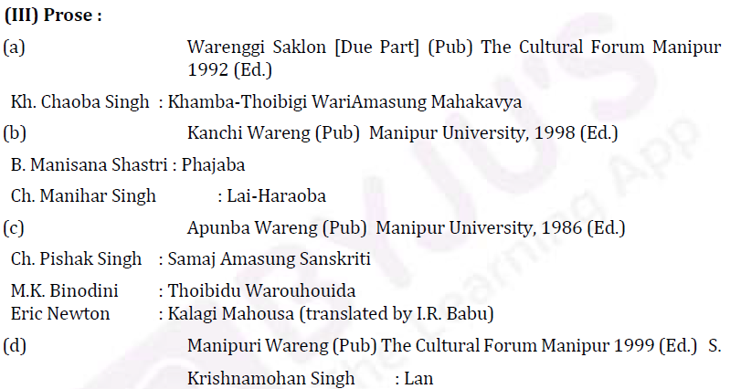 UPSC Manipuri Literature Syllabus- Manipuri Literature Optional Syllabus Paper-II 6