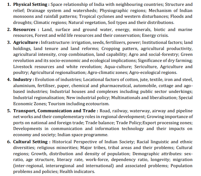 UPSC Geography Syllabus - Paper 2 