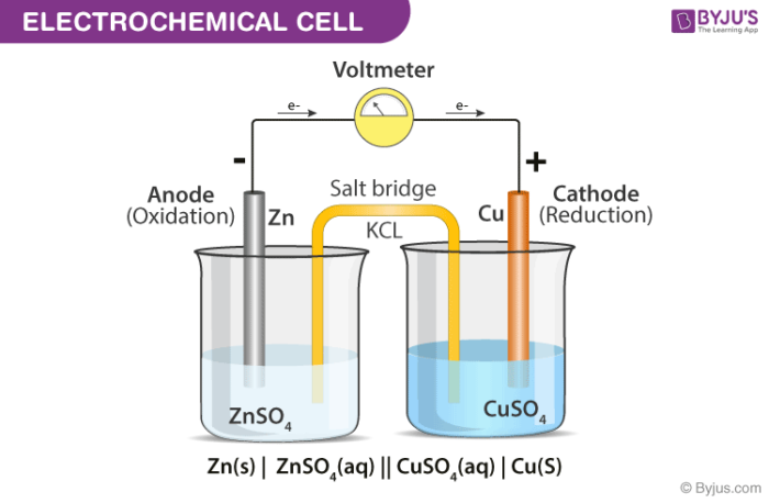 anode and cathode reaction in a h20 electrochemical cell