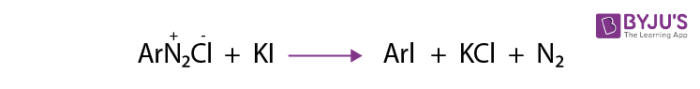 Reactions of Diazonium Salts - Replacement of Diazonium Group with Iodide