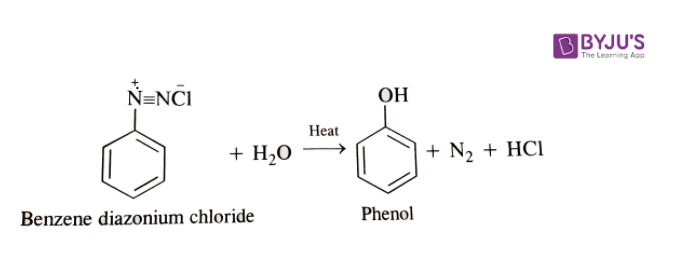 Reactions of Diazonium Salts - Replacement of Diazonium Group with Hydroxyl