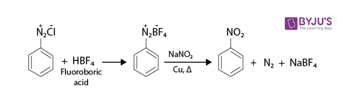 Reactions of Diazonium Salts - Replacement of Diazonium Group with a Nitro group