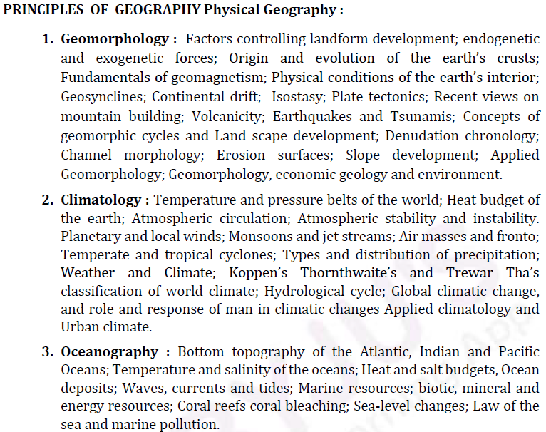 Geography Syllabus for IAS Exam