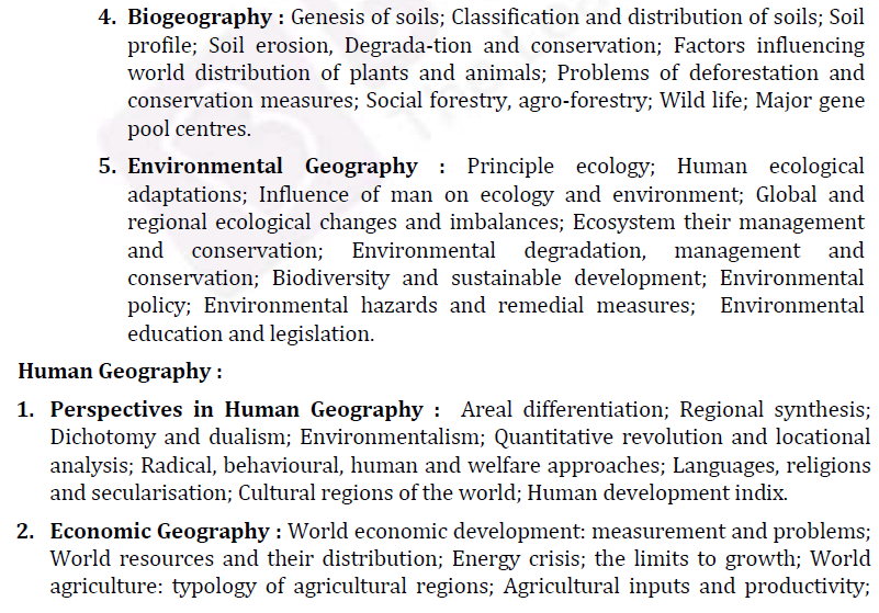 Geography Syllabus for IAS Exam