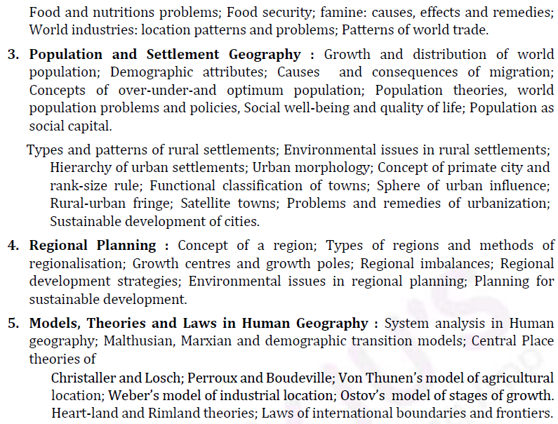 Geography Syllabus for IAS Exam