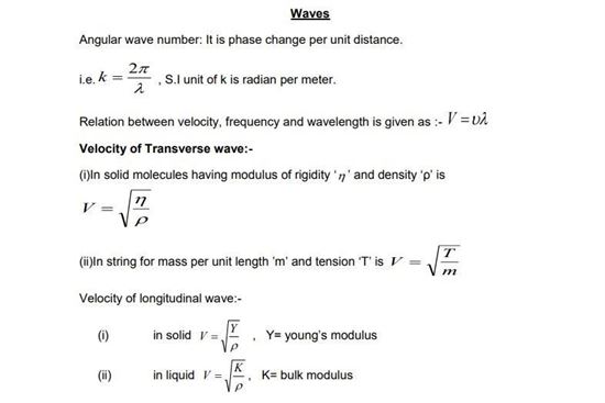 Cbse Class 11 Physics Revision Notes Chapter 15 Waves