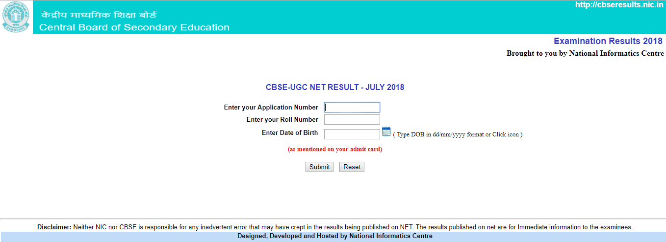 CBSE UGC NET July 2018 Result Released CBSE UGC NET July 2018 Result Released