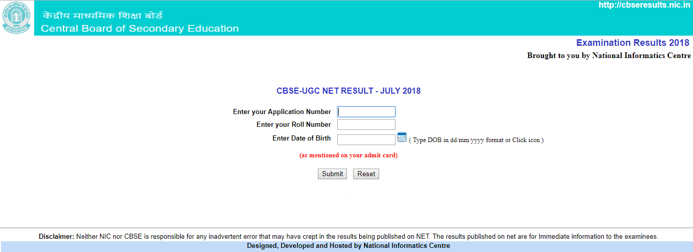 CBSE UGC NET July 2018 Result Released