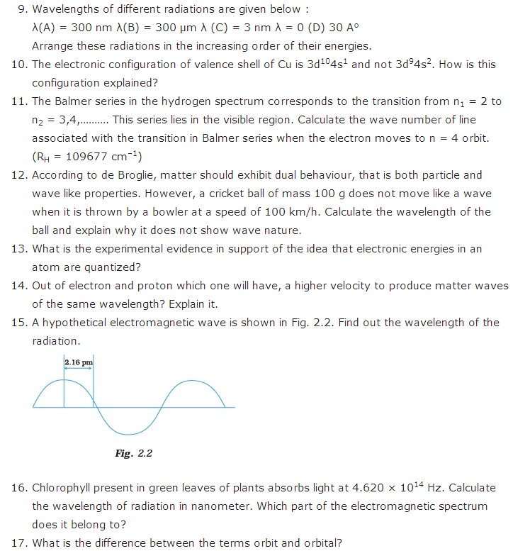 Chemistry Chapter 2 Structure Of Atom Class 11 Questions And Answers