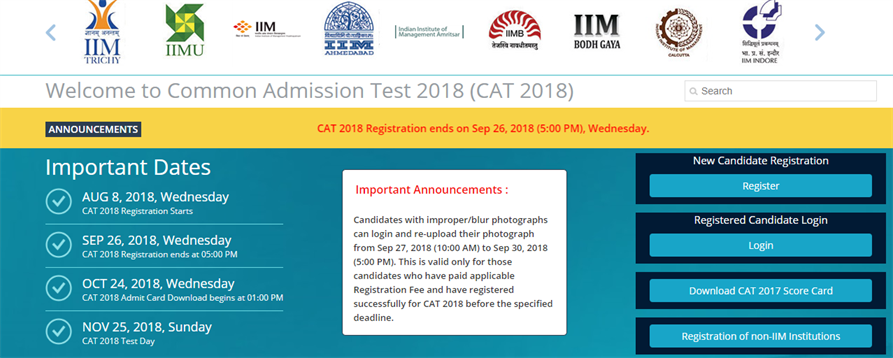 CAT 2018 Registration Details