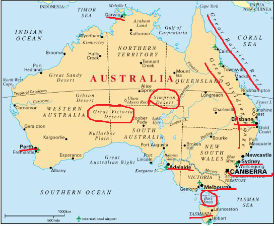 Revising World Geography through Maps - Australia Map Question