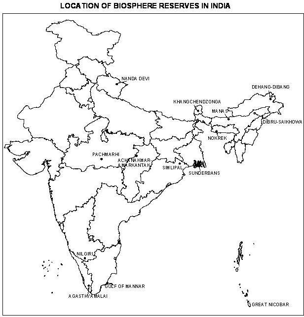 Location of biosphere reserves in india