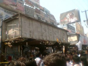 The damaged bus stand in Dilsukhnagar