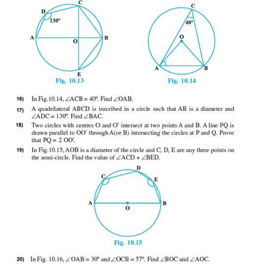 Important questions for class 9 maths Chapter 10 Circles